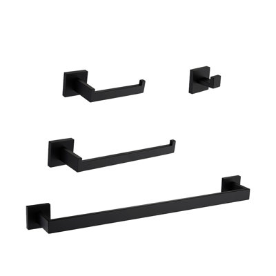 Matte Black Bathroom Hardware , 4 - Stainless Steel, Scratch For Home Renovation 4 In Black, Steel Modern Design, Easy Installation Various Rooms
