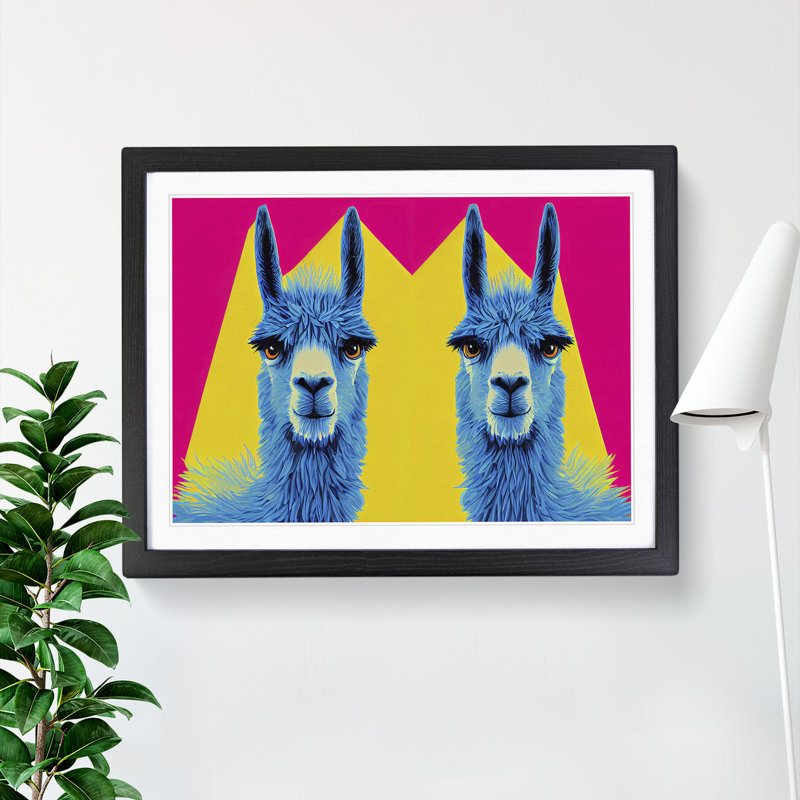 Colourful Llamas Vol.2 1 Piece Wall Art, 34cm H x 46cm W x 2cm D, Black Framed