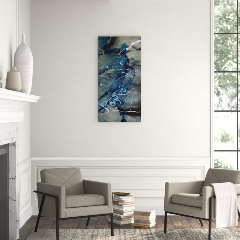 Blue Fin III Painting by Sara Brown, Glass Coat, 94" H x 47" W