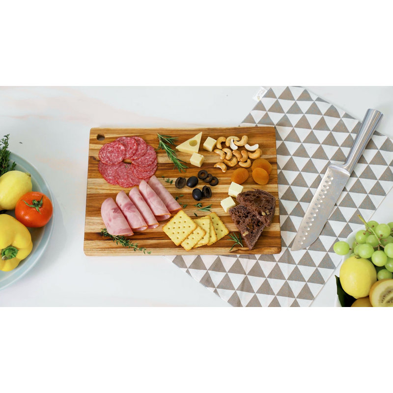 BEEFURNI Premium Teak Wood Cutting Board with Edge Grain, 14" L x 10" W 