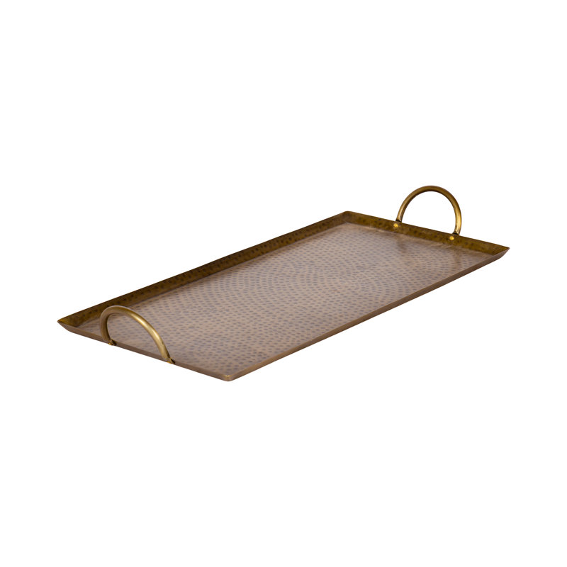 Plateau de service rectangulaire en métal martelé Murchison pour utilisation comme plateau de repose-pieds
