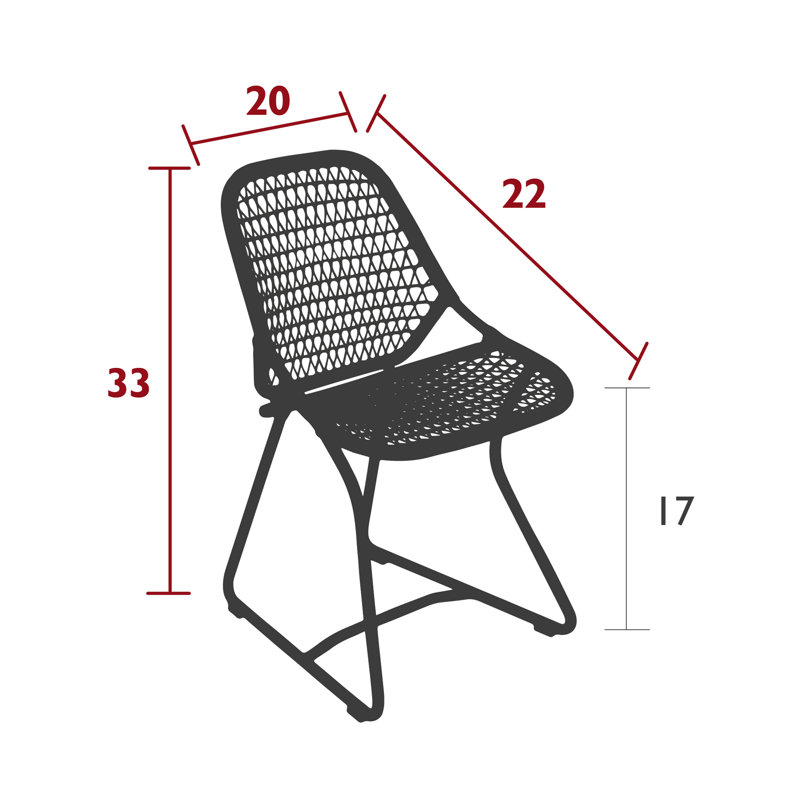 Sixties Outdoor Dining Side Chair, Red Ochre