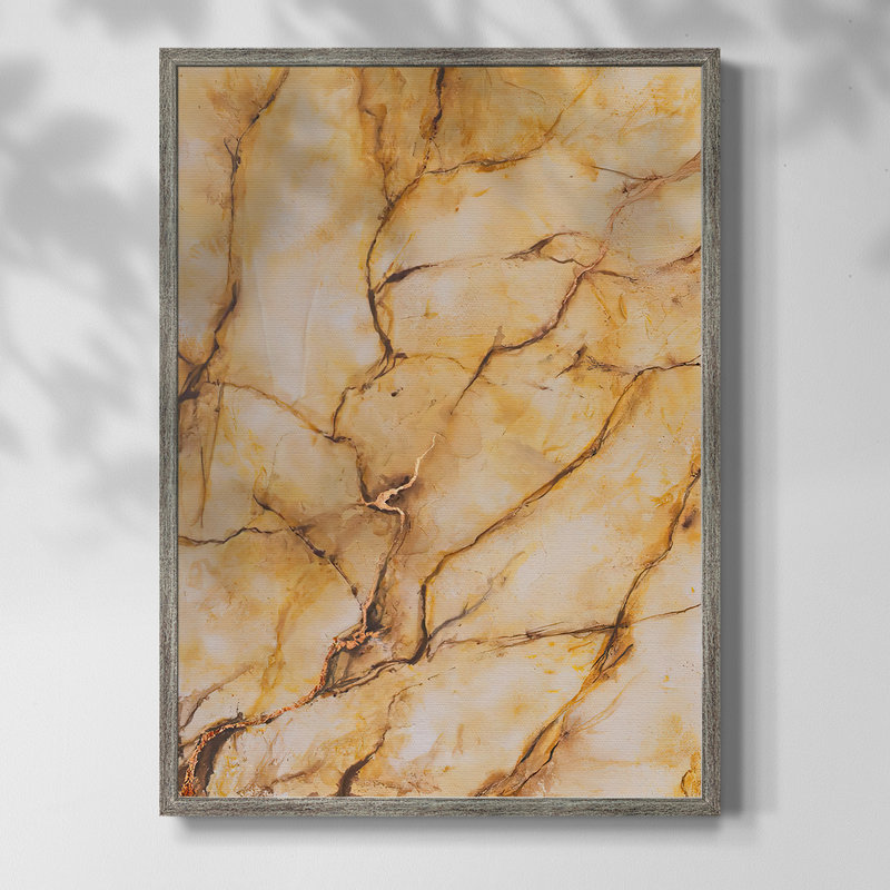Yellow Marble I Framed Print - Solid Wood, 11" H x 9" W