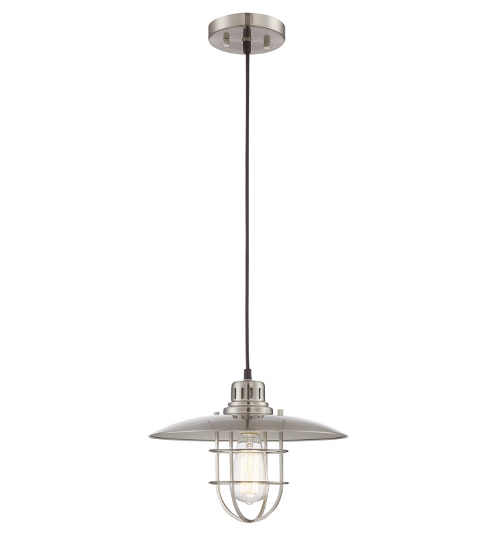 Luminaire suspendu conique à 1 lumière Layshia, Nickel brossé