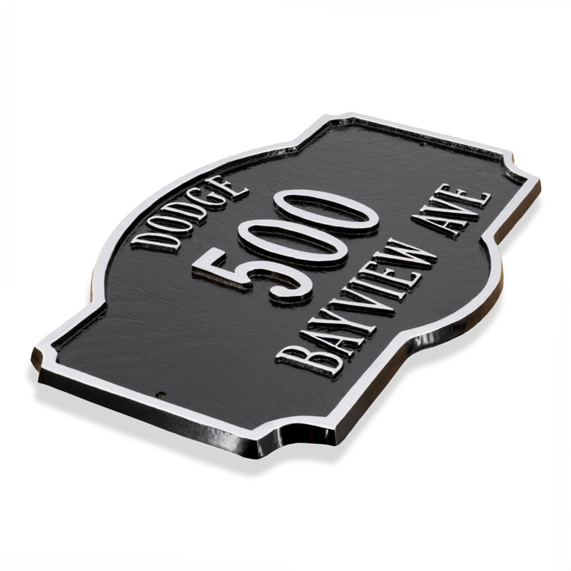 Plaque d'adresse à deux lignes Estate, Oui, Sable / argent
