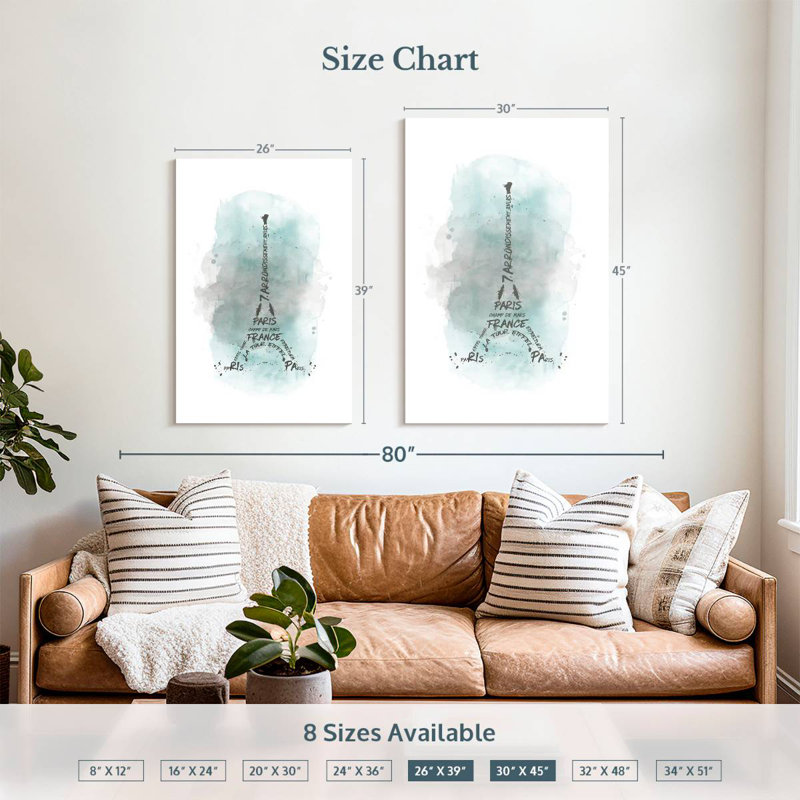 Lilie Eiffel Tower In Turquoise, 39" H x 26" W