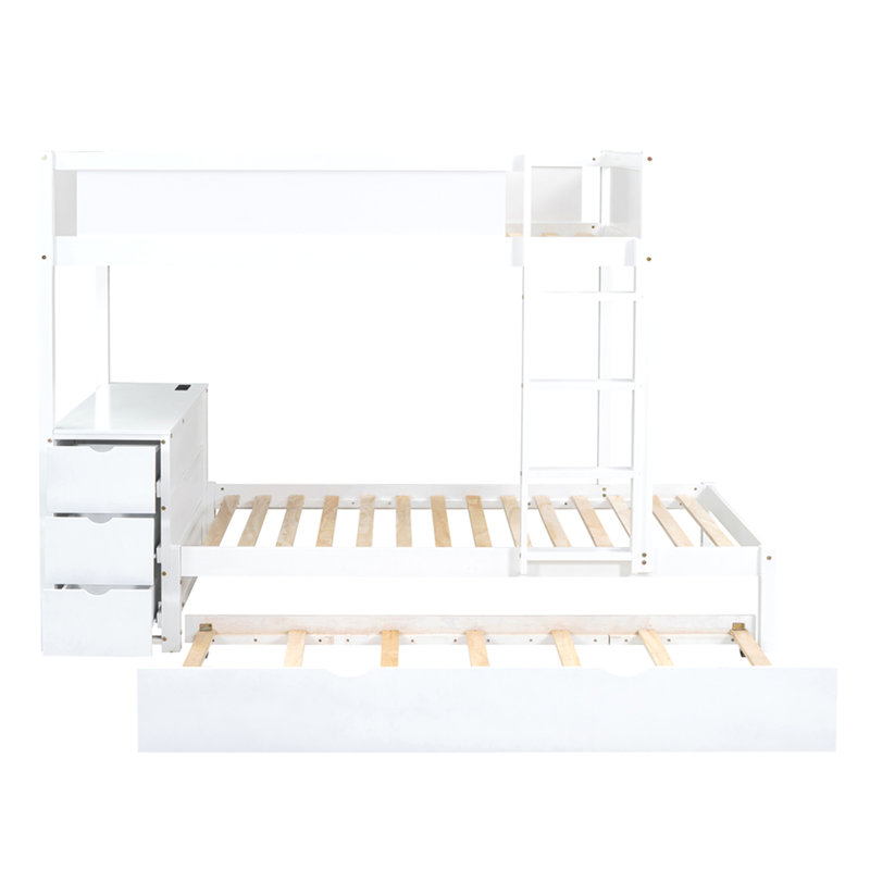 Twin-Over-Twin Bunk Bed with Twin size Trundle, Storage and Desk
