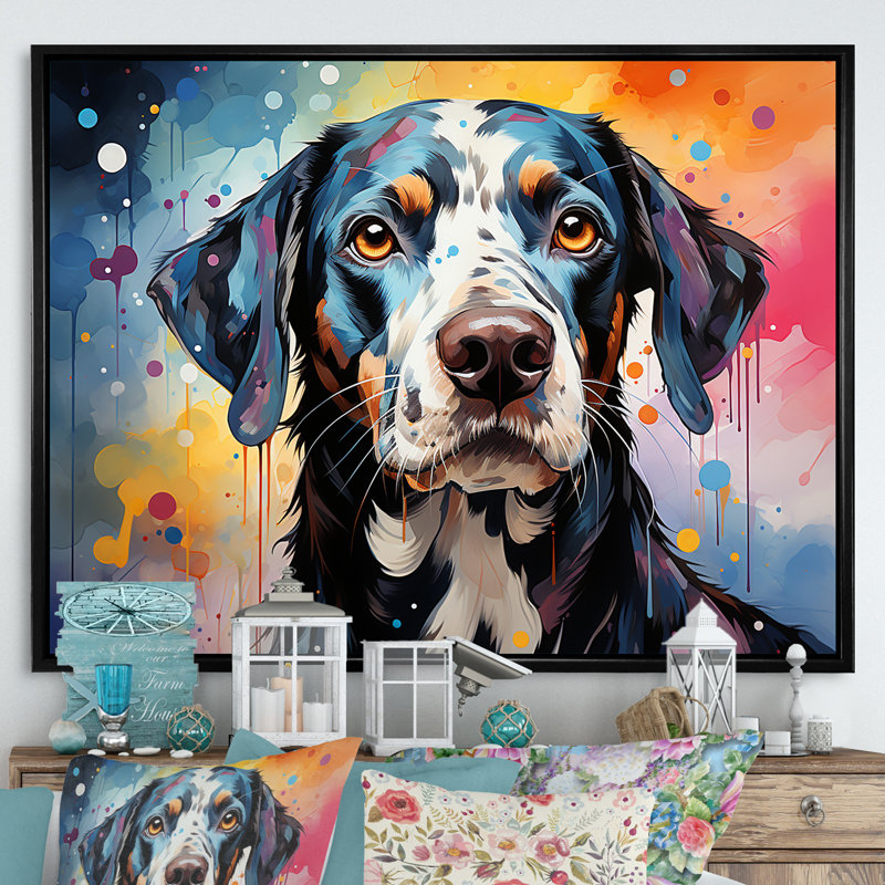 Dalmatian Dots I - reproduction sur toile, H 24 po x l 32 po x P 1 po, Cadre flottant noir