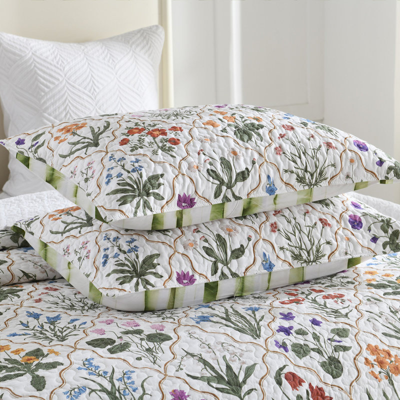 Ensemble de couvre-lit 3 pièces, Floral blanc, Courtepointe très grand et 2 très grandes taies 