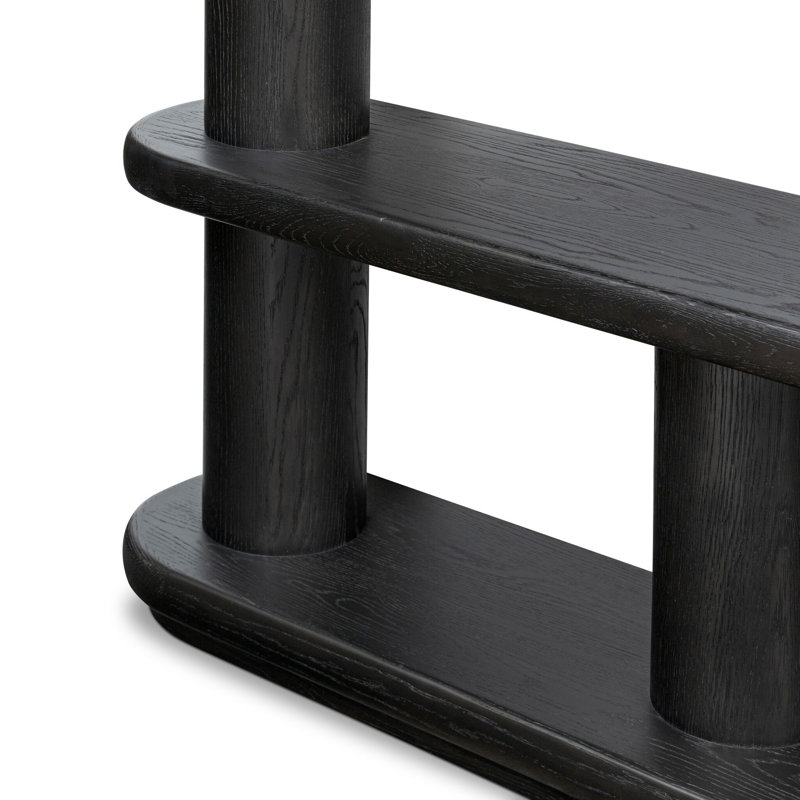 Luciana Solid Wood Geometric Bookcase, Ebony Oak