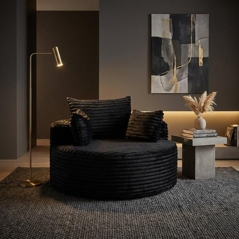 Fauteuil demi-tonneau 50 po, Noir