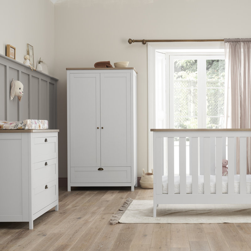 Tutti Bambini Verona 3-Piece Nursery Furniture Room Set, White/Oak