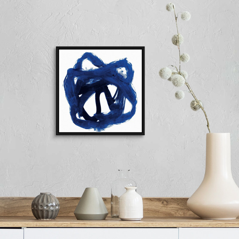"Eternal Indigo I" par PI studio, reproduction d’art sur toile, H 14 po x l 14 po x P 1,75 po, Toile avec cadre noir