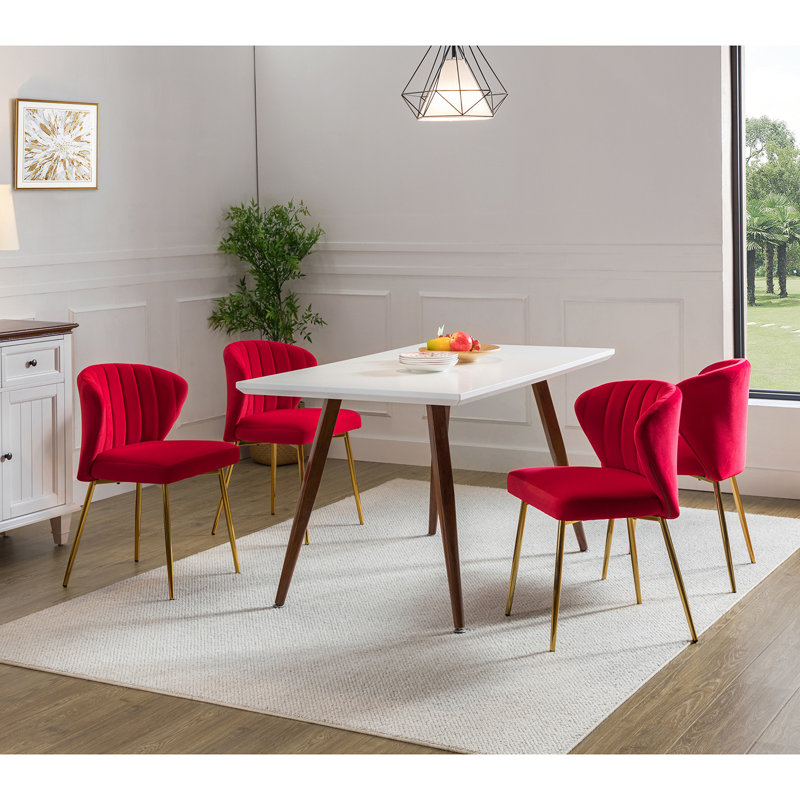 Fauteuil d'appoint à oreilles Axia, Velours rouge