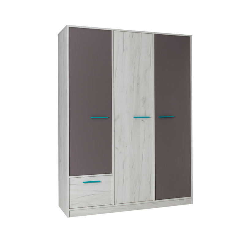 Overbey 3 Door Manufactured Wood Wardrobe, Turquoise
