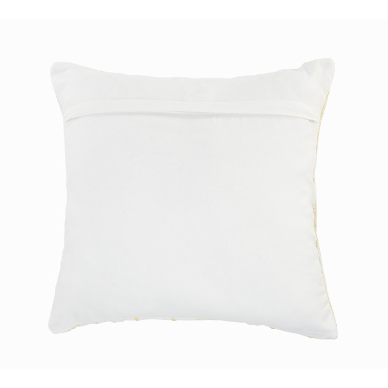 20" Yellow and White Striped Cotton Throw Pillow