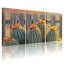 Ensemble de 3 tableaux sur toile représentant un cactus à fleurs orange et une clôture en bois-1974511050