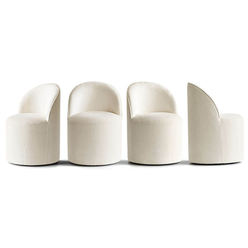 Chaise roulante rembourrée roulante en chenille avec roulettes cachées (ensemble de 4), 4, Beige