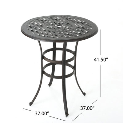 Table de bar d'extérieur moderne en bronze, en aluminium moulé, dotée d'une structure légère et antirouille, d'une construction durable, idéale pour une utilisation intérieure et extérieure.
