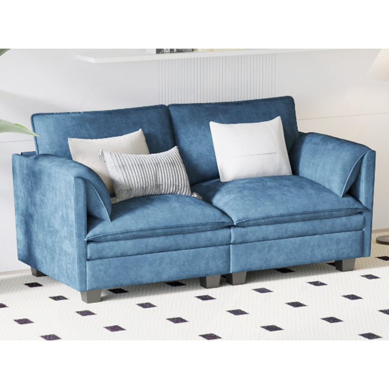 Canapé 74,27 po, canapé confortable 2 places, design moderne Mid-Century, Bleu