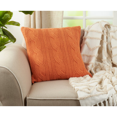 Aryaz Cable Knit Cotton Feather Throw Pillow