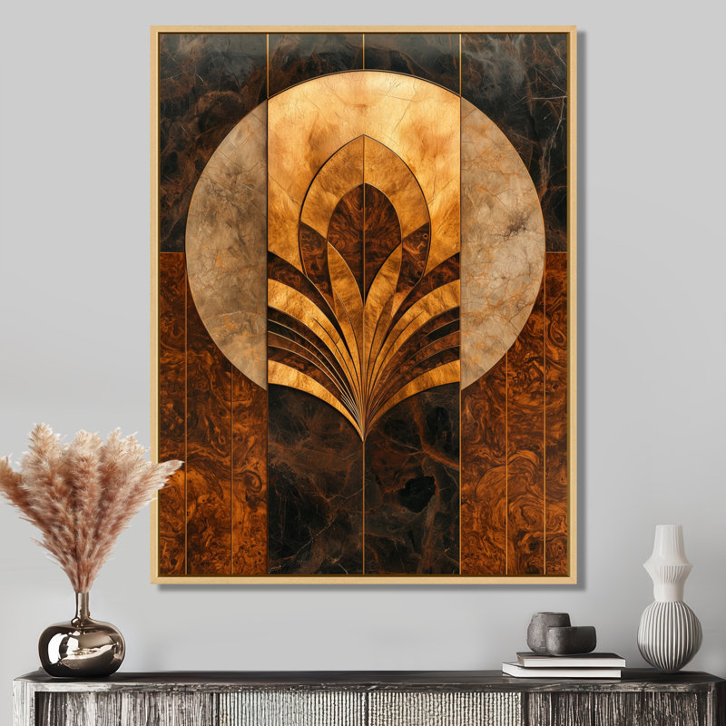 Owen Mosaic Walnut Essential Forms II - reproduction d'art moderne sur toile encadrée, H 32 po x l 24 po, Crème, crème