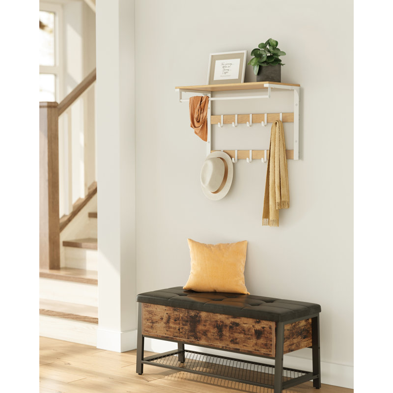 Meila Steel 10 - Hook Wall Mounted Coat Rack, Natural/White