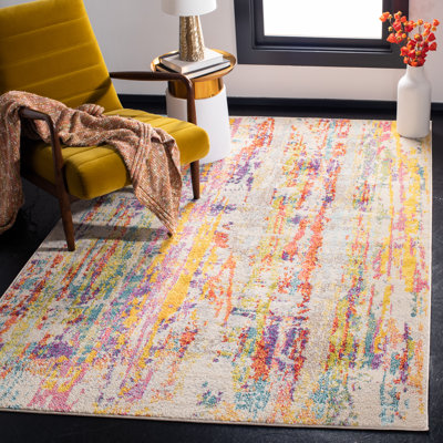 Felty Abstract Beige Area Rug