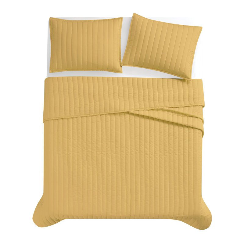 Cotton Standard Quilt, Full / Queen Quilt + 2 Standard Shams, Mustard Yellow