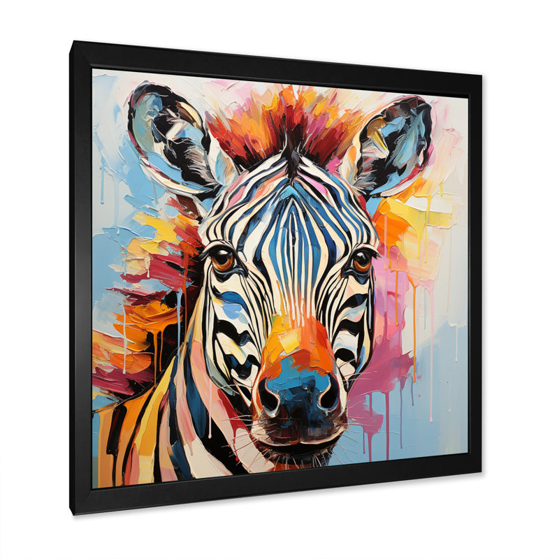 Rayures expressionnistes colorées zébrées I, Noir, H 16 po x l 16 po x P 1 po