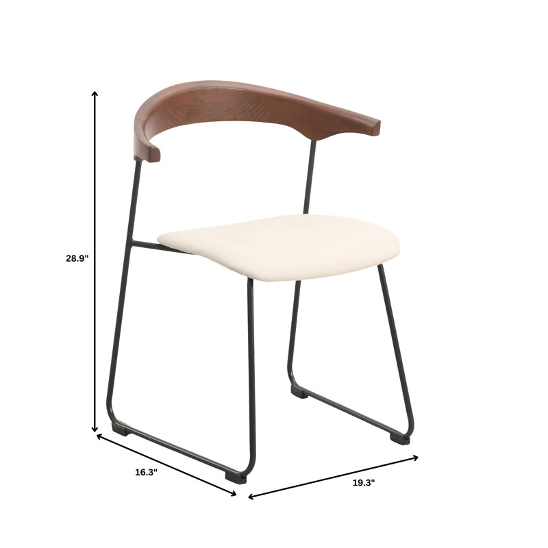 Chaise de salle à manger rembourrée en cuir Harjo avec dossier en hêtre et pieds en fer Harjo, Noyer / taupe
