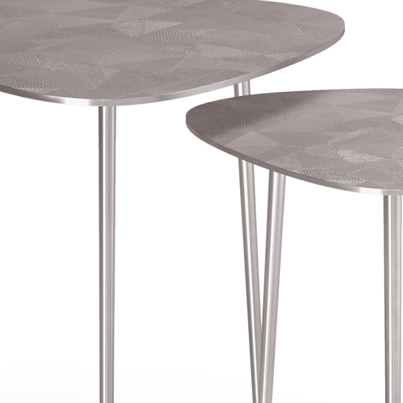 Table gigogne en métal nickelé (2 pièces)