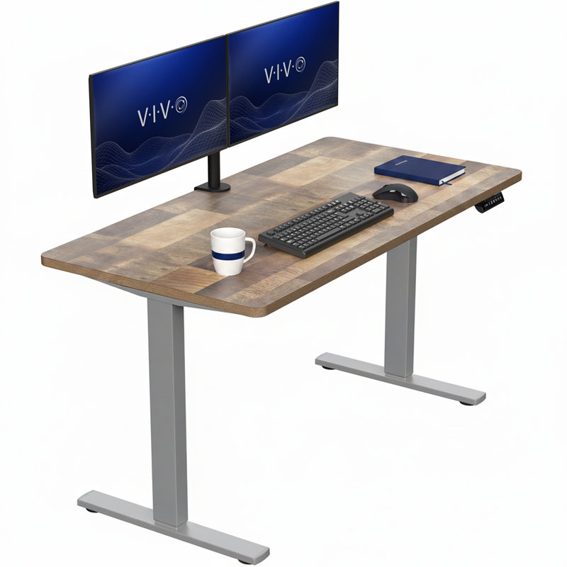 Bureau debout électrique VIVO 55 po x 28 po, Gris, Bois recyclé