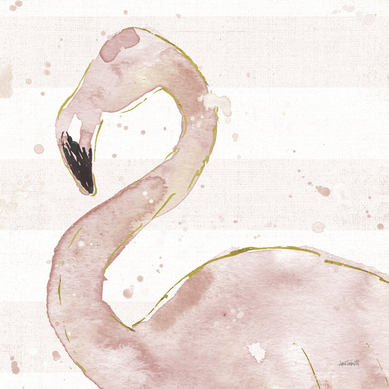 Flamant rose et profil rayé blanc, H 24 po x l 48 po x P 1,5 po