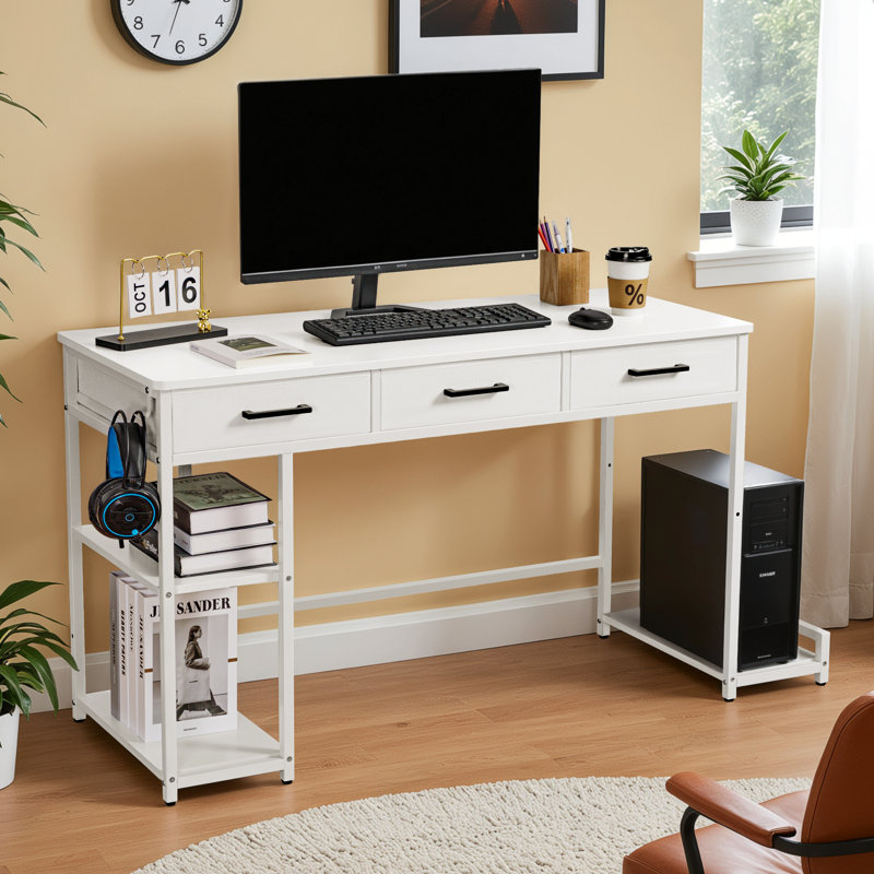 Table d'ordinateur 47 po avec 3 tiroirs, bureau, coiffeuse 47 po