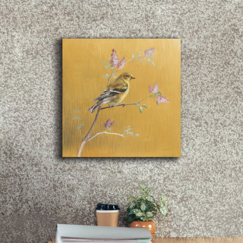 Winston Porter 'Female Goldfinch On Gold' by Danhui Nai Canvas Wall Art, H 18 po x l 18 po