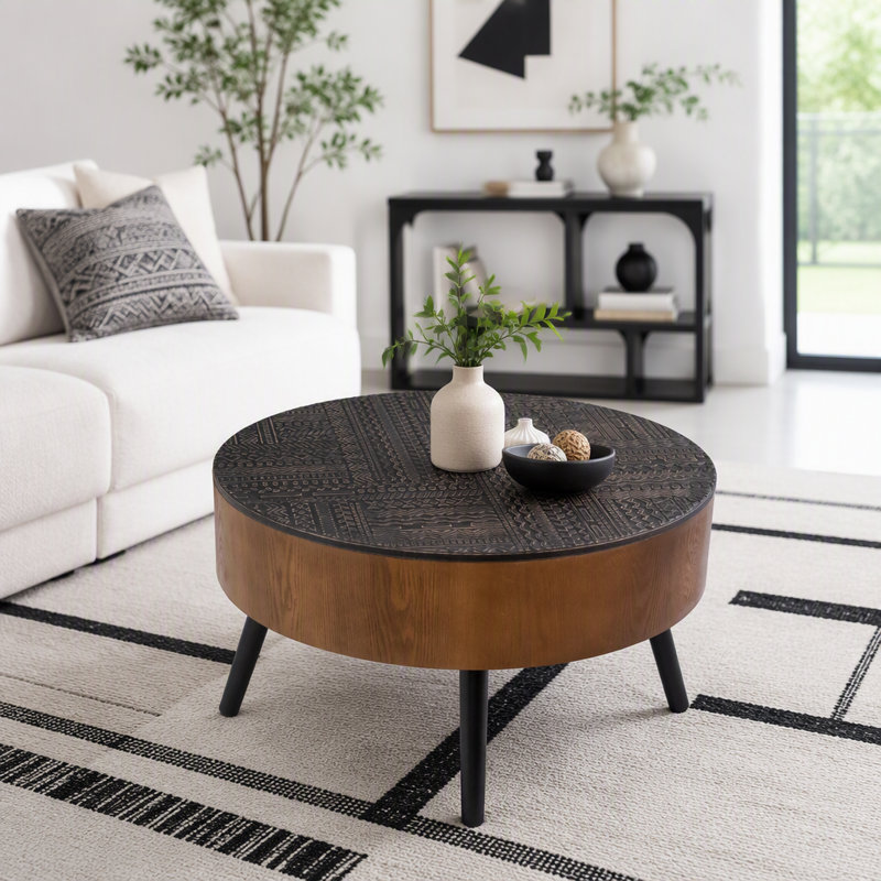 Petite table ronde pour les boissons, 15.75"W, Brown