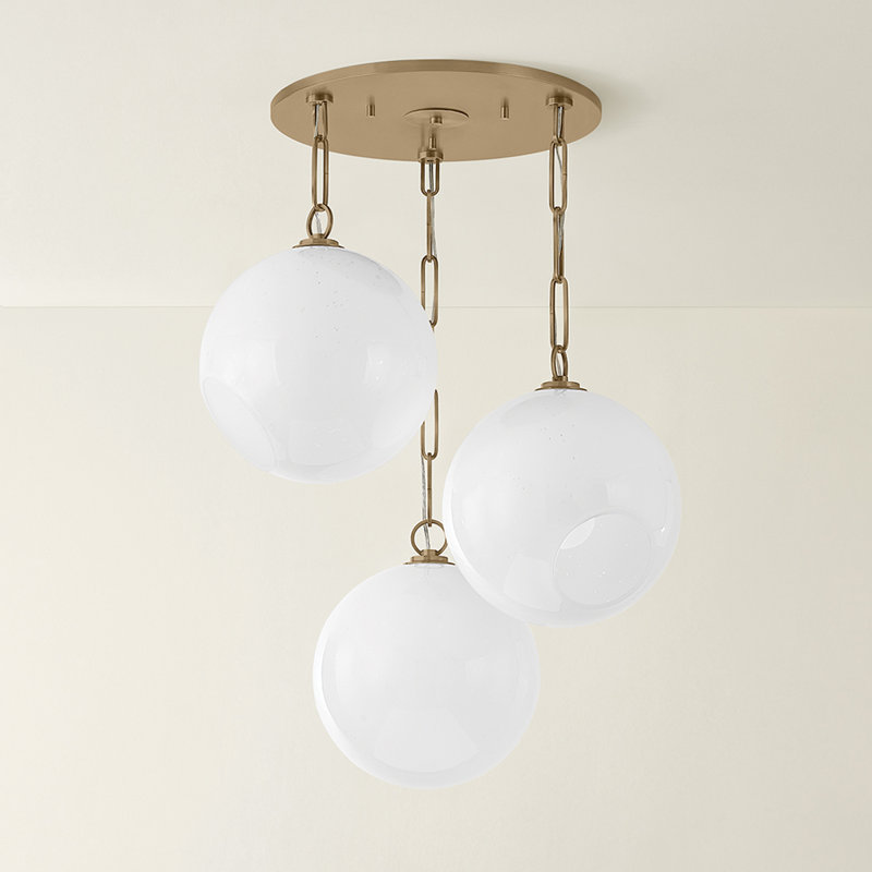 Troy Lighting Bramble Chandelier in Patina Brass, 3 Lights, 14.25" H x 26" W x 26" D