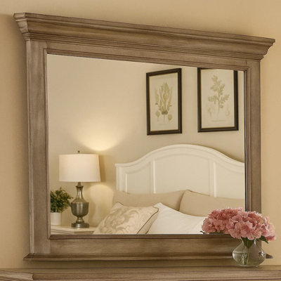 Zea Vanity Dresser Mirror, Elegant Crown Mouldings In Aged Oak Brown