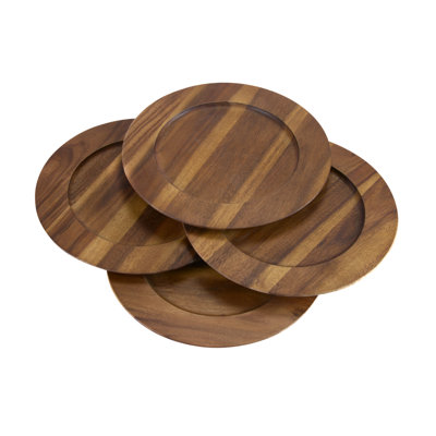 Kalmar Home  4 Acacia Wood Charger Plates