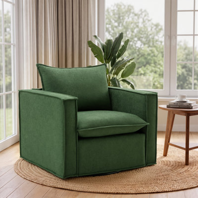 34.2" Wide Upholstered Swivel Accent Armchair