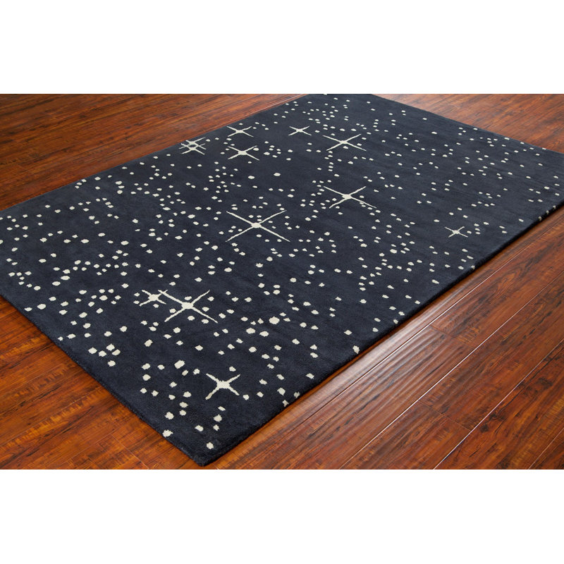 Tapis noir / ivoire touffeté à la main Cloral, Rectangulaire 8 pi x 10 pi