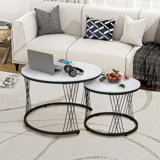 Nesting Coffee Table Set Of 2, Round Side Tables For Living Room, Apartment ()