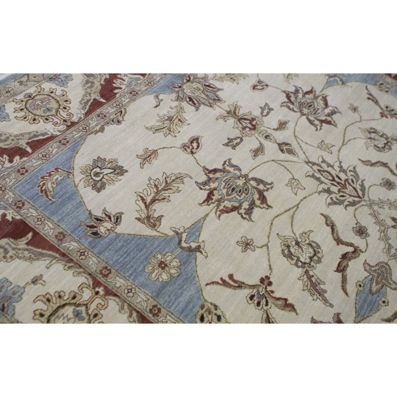 Tapis crème et rouille noué à la main de haute qualité