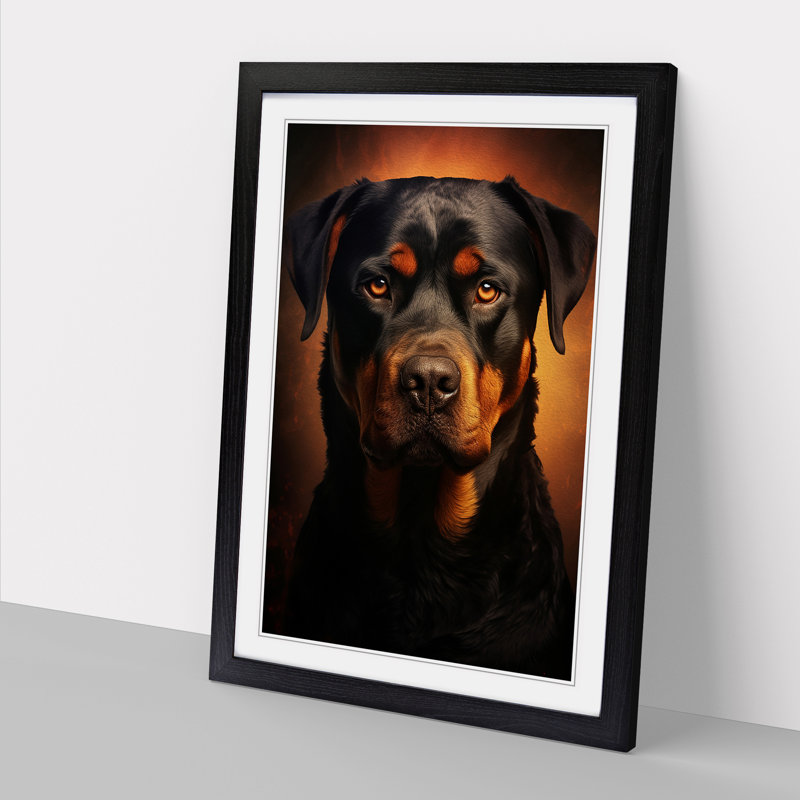 Rottweiler Digital Art - Framed Print, 64cm H x 46cm W x 2cm D, Black