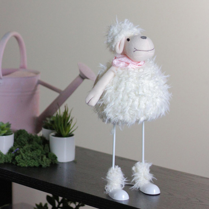 Décoration de table 16 "mouton secoué blanc avec bandana rose printemps Pâques