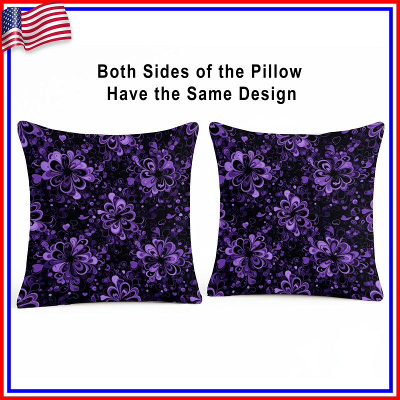Coussins décoratifs mauves à motif floral mauve, 26 x 26 pouces