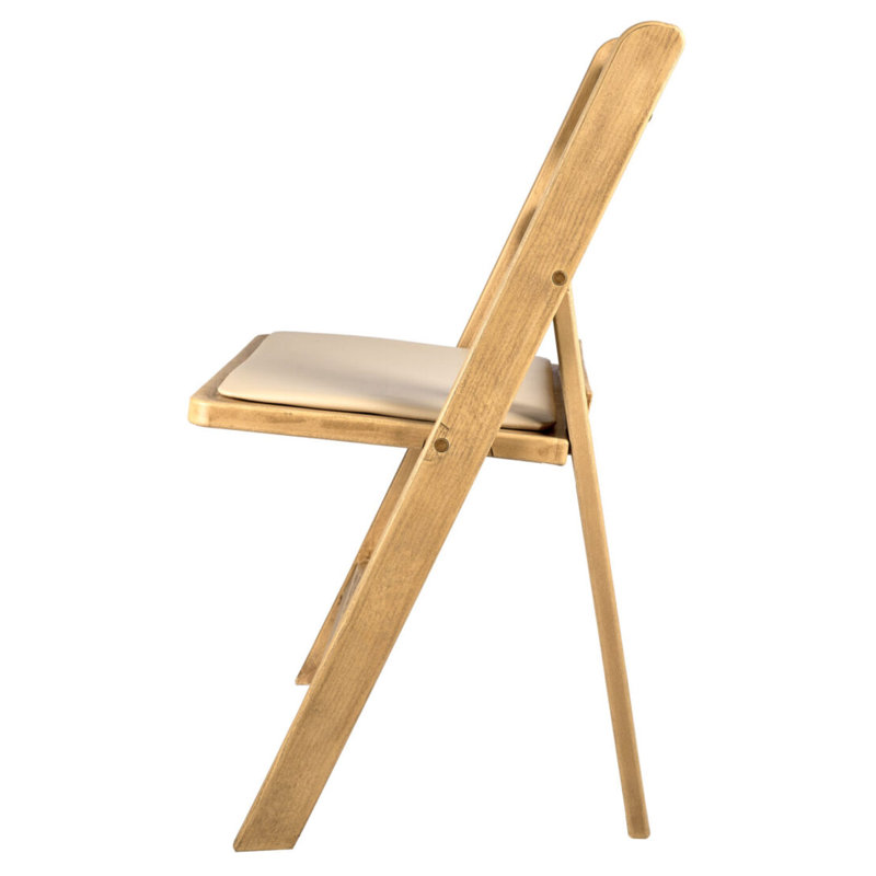 Chaise pliante en résine d'aspect bois brossé avec coussin par Chivari, Naturel