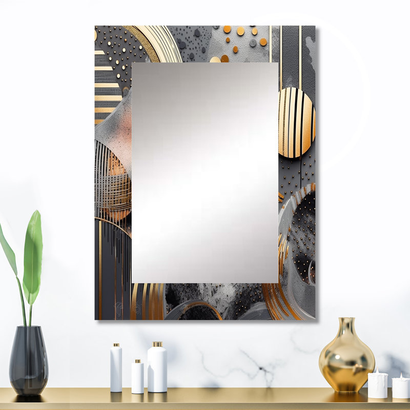 Doux couleurs marbrées abstraites III - grand miroir en marbre, décor de miroir mural doré unique, impression d'art en métal
