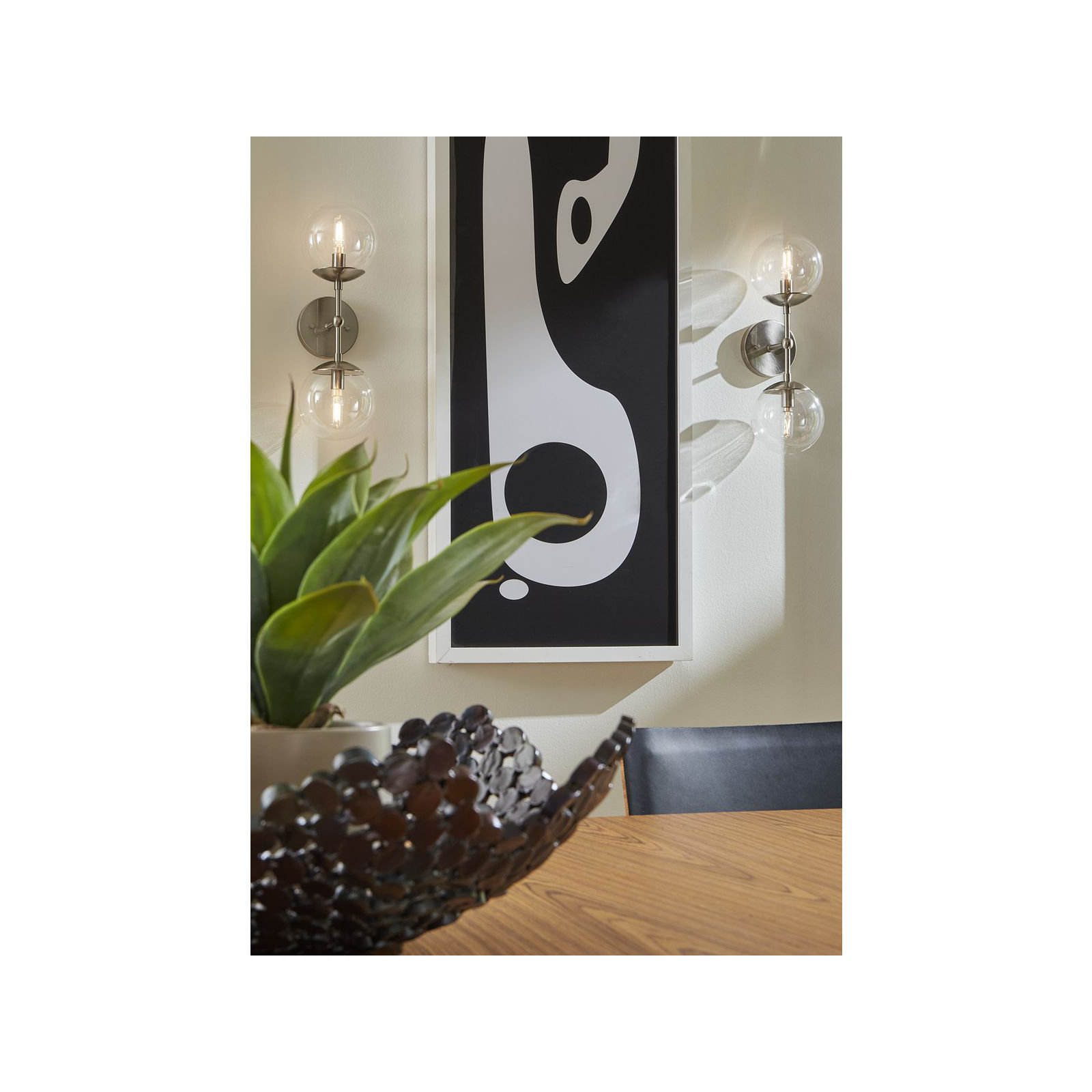 Barnhill 2 Light Glass Dimmable Armed Sconce, Brushed Nickel